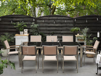 Set da pranzo da giardino beige con piano in granito Nero 8 posti 220 x 100 cm piastra tripla