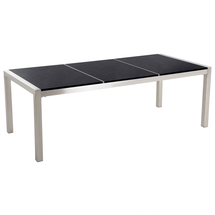 Set da pranzo da giardino beige con piano in granito Nero 8 posti 220 x 100 cm piastra tripla