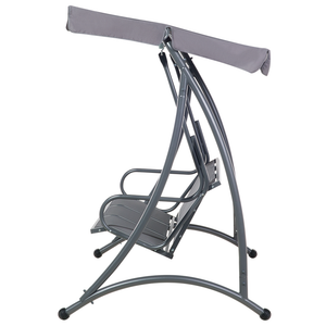 Altalena per patio con struttura in acciaio a rete grigia dondolo a 3 posti