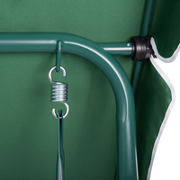 Altalena da giardino per patio con struttura in acciaio a rete a righe verdi a 3 posti con baldacchino