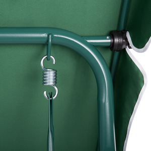 Altalena da giardino per patio con struttura in acciaio a rete a righe verdi a 3 posti con baldacchino