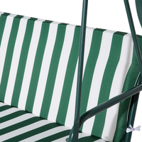 Altalena da giardino per patio con struttura in acciaio a rete a righe verdi a 3 posti con baldacchino