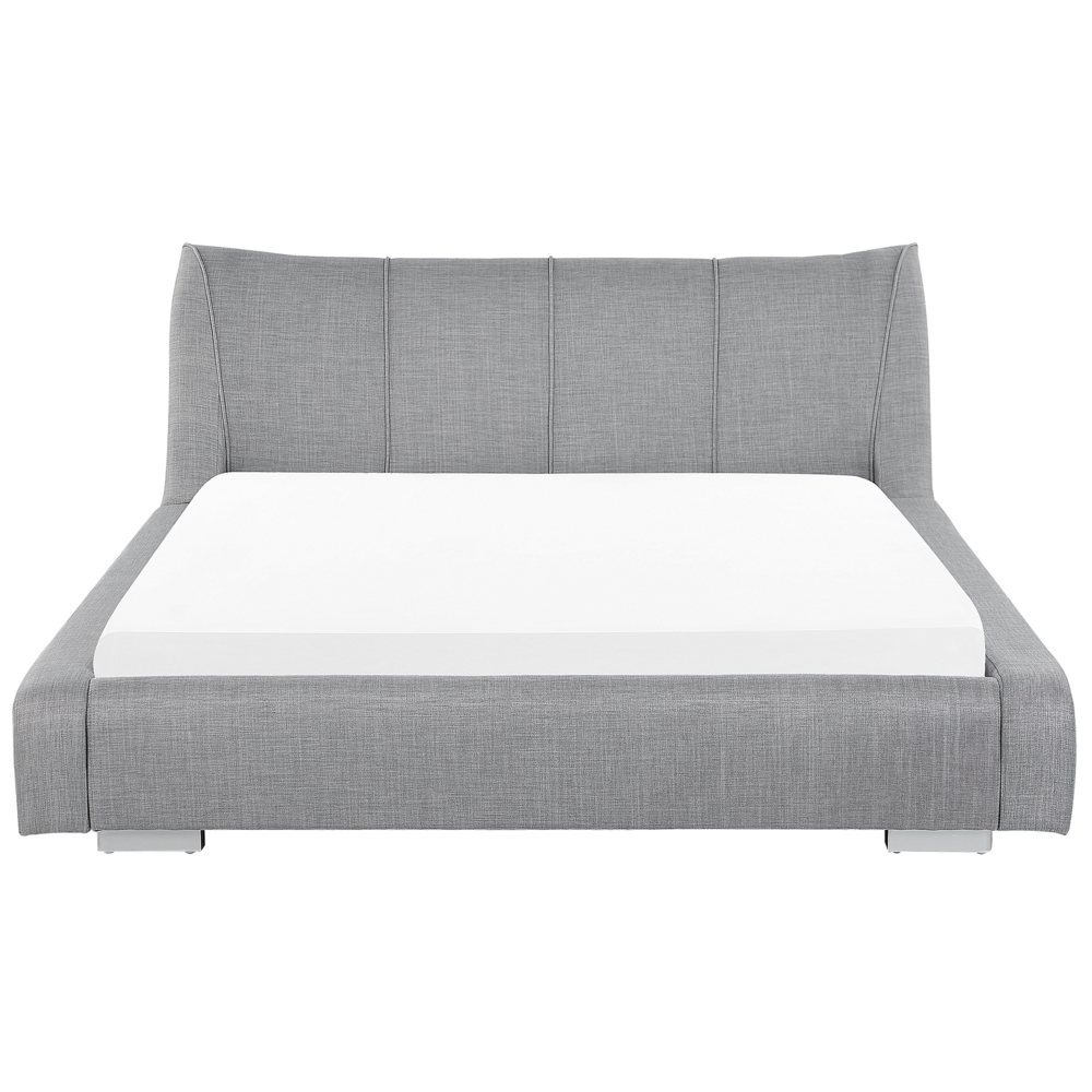 Letto Imbottito Grigio con Rete a Doghe Cuciture Decorative 180 x 200 cm