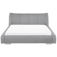 Letto Imbottito Grigio con Rete a Doghe Cuciture Decorative 180 x 200 cm