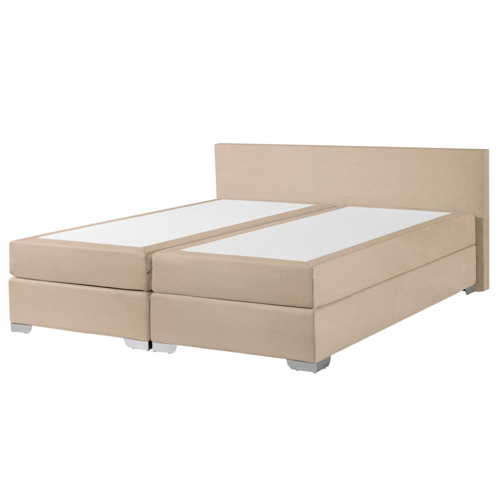 Letto Boxspring in Tessuto Beige con Materasso a Molle 180 x 200 cm