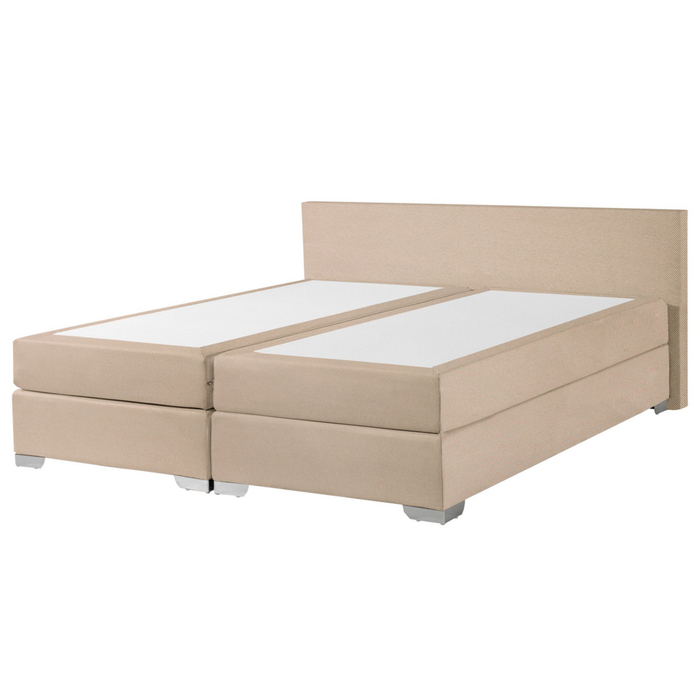 Letto Boxspring in Tessuto Beige con Materasso a Molle 180 x 200 cm