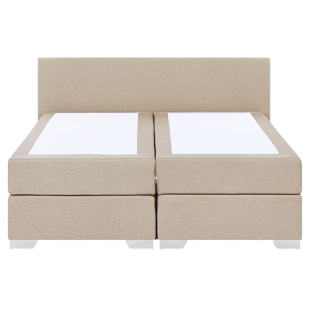 Letto Boxspring in Tessuto Beige con Materasso a Molle insacchettate 160 x 200 cm