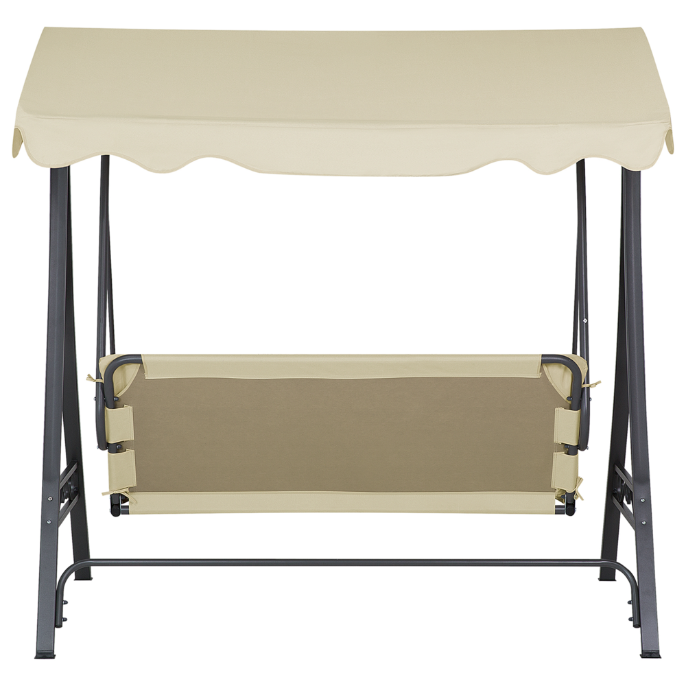 Altalena da patio Tessuto Beige Struttura In Acciaio dondolo 3 Posti