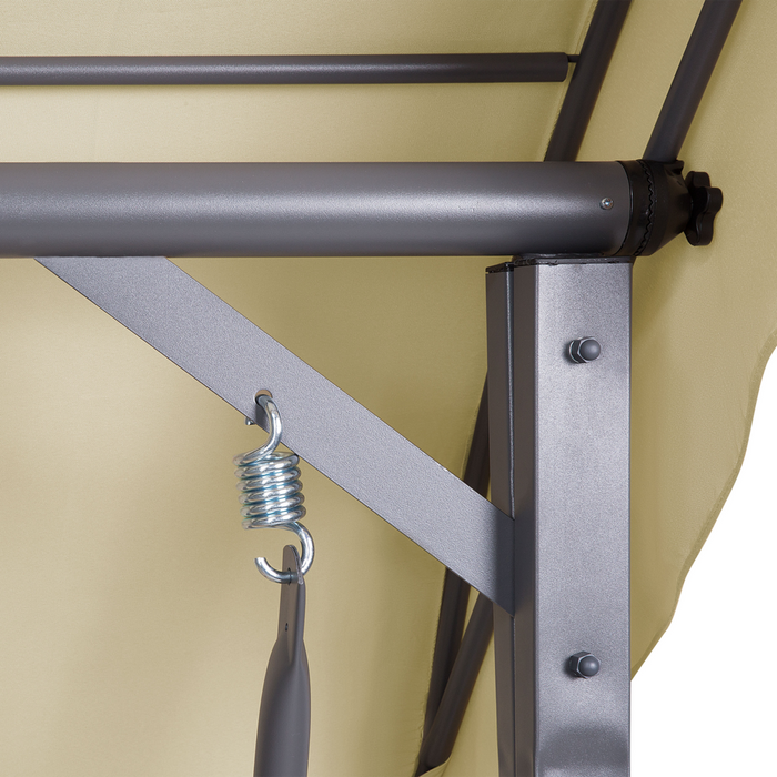 Altalena da patio Tessuto Beige Struttura In Acciaio dondolo 3 Posti