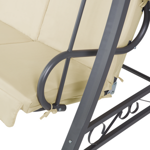 Altalena da patio Tessuto Beige Struttura In Acciaio dondolo 3 Posti