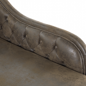 Chaise longue marrone a versione sinistra in finta pelle scamosciata abbottonata