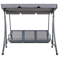 Altalena per patio con struttura in acciaio a rete grigia dondolo a 3 posti