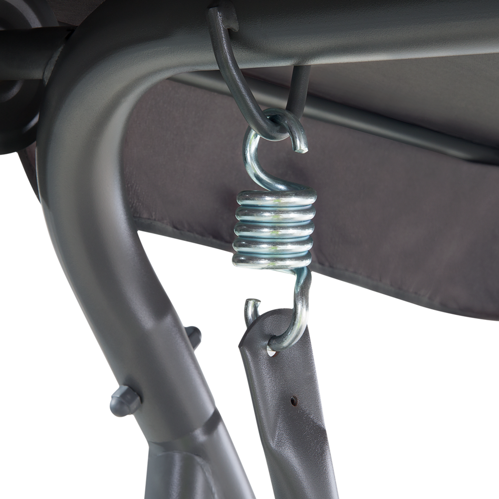 Altalena per patio con struttura in acciaio a rete grigia dondolo a 3 posti