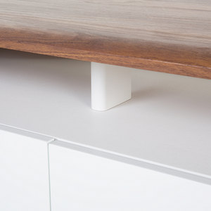 Mobile TV Legno Scuro Bianco Scaffale Portaoggetti Cassetti Passacavi Moderno