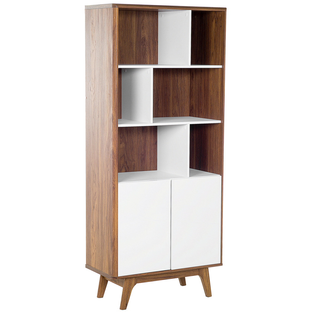Libreria in legno scuro con scandinavo bianco 182 x 79 x 40 cm a 4 ripiani