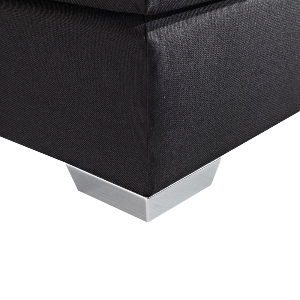 Letto Boxspring in Tessuto Nero con Materasso a Molle 180 x 200 cm