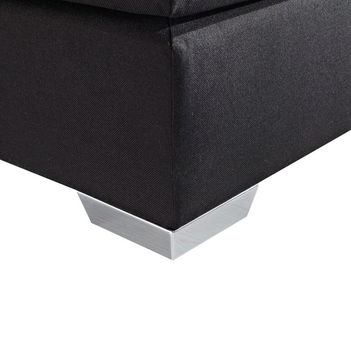 Letto Boxspring in Tessuto Nero con Materasso a Molle 180 x 200 cm