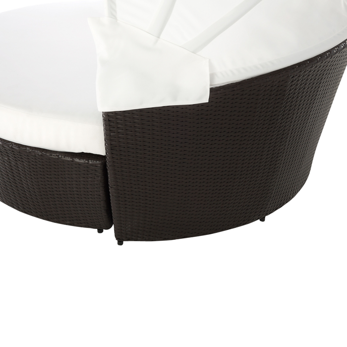 Lettino da giardino in vimini rattan bianco e marrone con cuscini Tavolino da caffè resistente agli agenti atmosferici