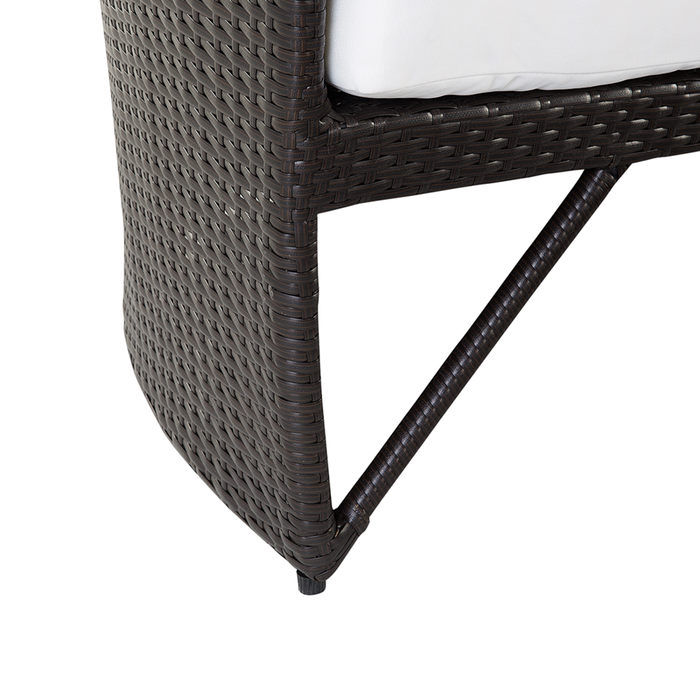 Lettino da giardino in vimini rattan bianco e marrone con cuscini Tavolino da caffè resistente agli agenti atmosferici