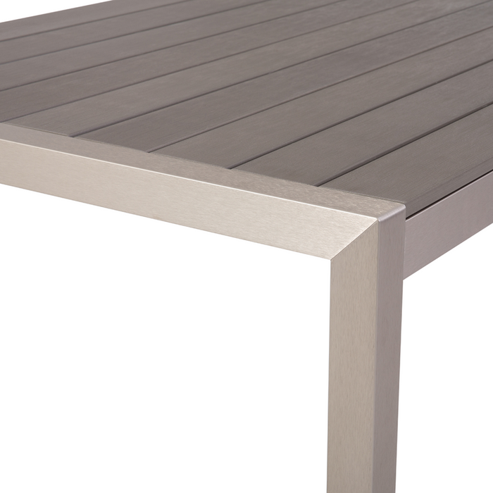 Set da Giardino 6 Sedie Tavolo Rettangolare Grigio in Legno e Alluminio Anodizzato