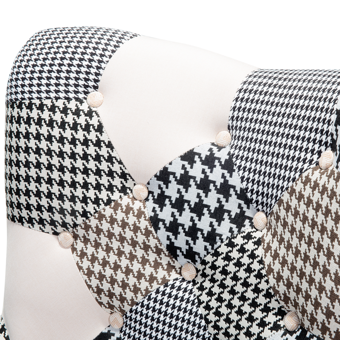 Sedia Wingback con ottomana in tessuto Multicolore abbottonato in stile retrò