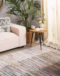 Tappeto tappetino Rag Strisce Multicolore Cotone 160 x 230 cm Rettangolare Intrecciato a Mano