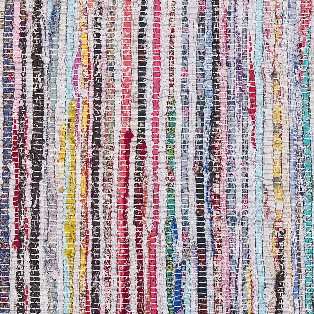 Tappeto tappetino Rag Strisce Multicolore Cotone 160 x 230 cm Rettangolare Intrecciato a Mano
