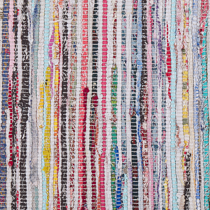 Tappeto tappetino Rag Strisce Multicolore Cotone 160 x 230 cm Rettangolare Intrecciato a Mano