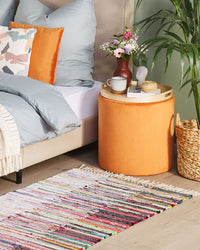 Tappeto tappetino Rag Strisce Multicolore Cotone 80 x 150 cm Rettangolare Intrecciato a Mano