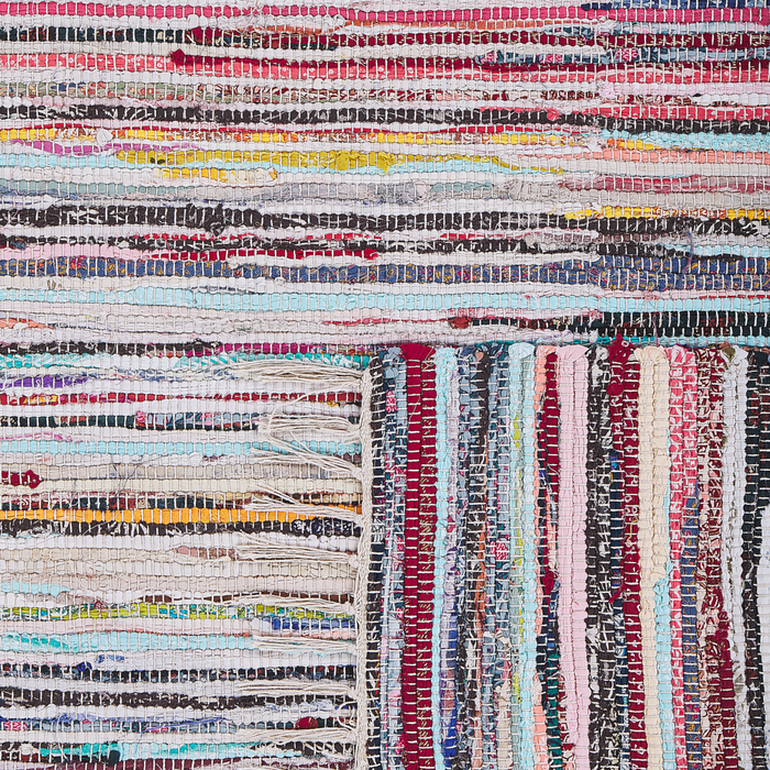 Tappeto tappetino Rag Strisce Multicolore Cotone 80 x 150 cm Rettangolare Intrecciato a Mano