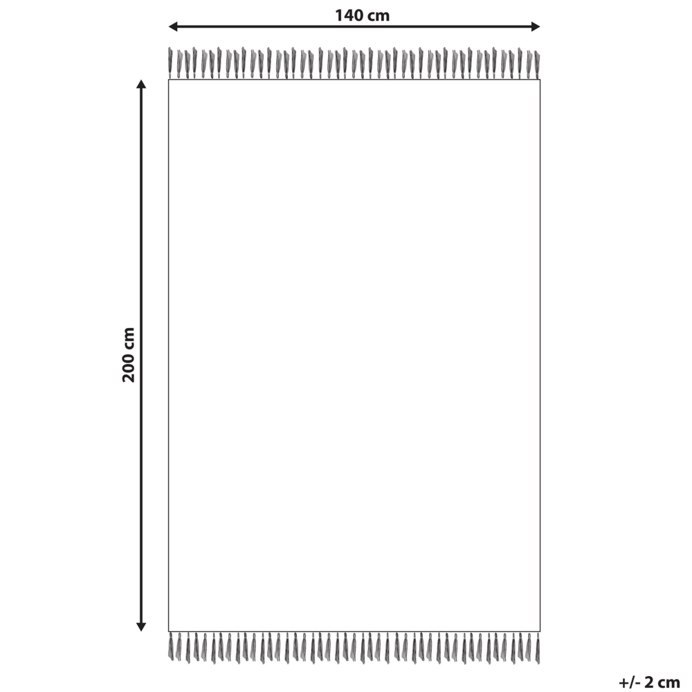Tappeto di pezza in cotone grigio 140 x 200 cm con frangia rettangolare fatto a mano Boho