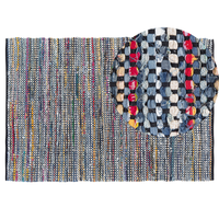 Tappeto tappetino Rag in cotone blu 140 x 200 cm rettangolare intrecciato a mano