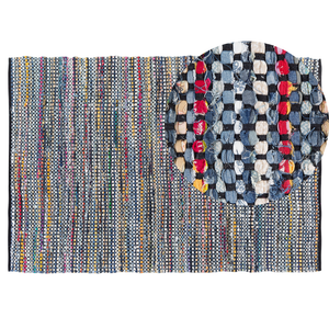 Tappeto tappetino Rag in cotone blu 140 x 200 cm rettangolare intrecciato a mano