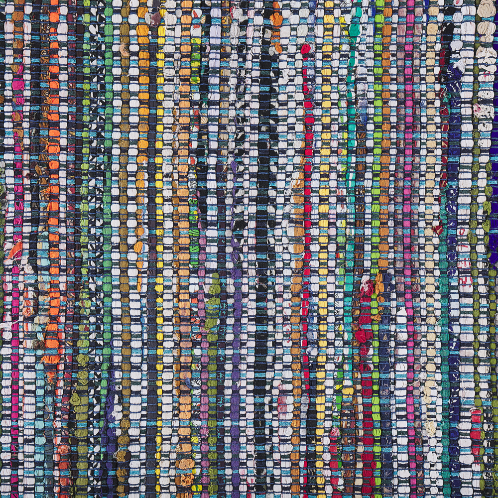 Tappeto di pezza cotone blu 160 x 230 cm rettangolare fatto a mano Boho eclettico