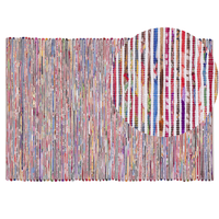Tappeto Multicolore Cotone 140 x 200 cm Rettangolare Fatto a Mano Boho Eclettico