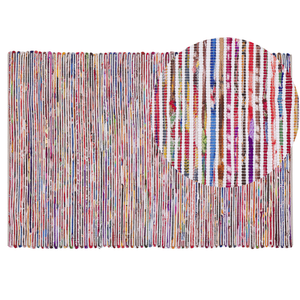 Tappeto Multicolore Cotone 140 x 200 cm Rettangolare Fatto a Mano Boho Eclettico