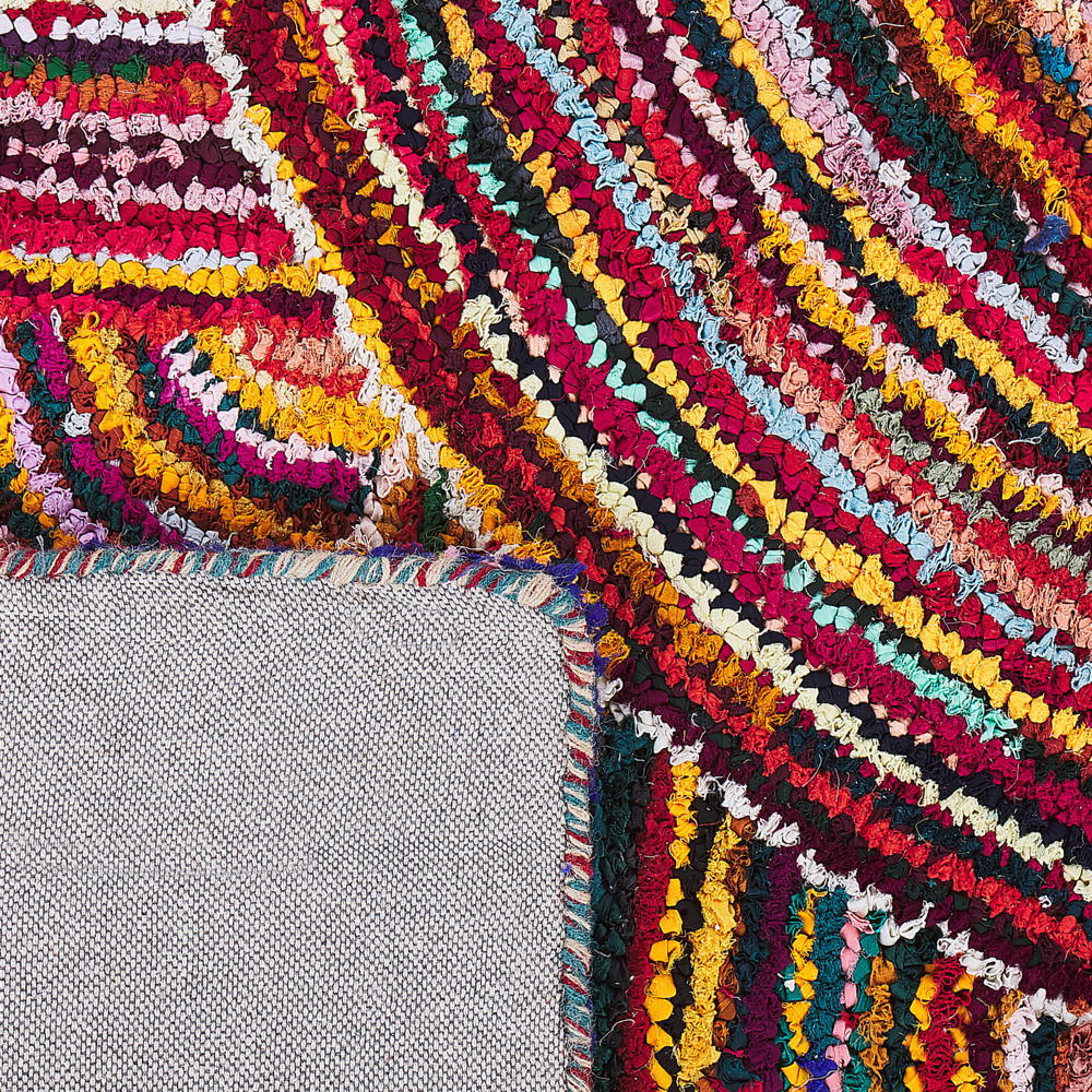 Tappeto di pezza in cotone Multicolore 160 x 230 cm Tappeto fatto a mano astratto boemo intrecciato