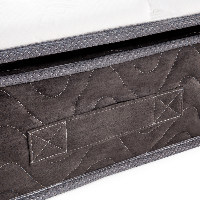 Materasso a molle insacchettate bianco con tessuto di bambù grigio matrimoniale 140 x 200 cm medio Firm 5 Zone