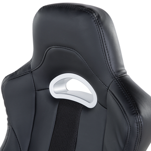 Sedia da ufficio ergonomica in ecopelle nera con schienale regolabile in altezza Gaming