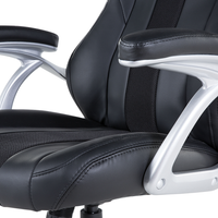 Sedia da ufficio ergonomica in ecopelle nera con schienale regolabile in altezza Gaming