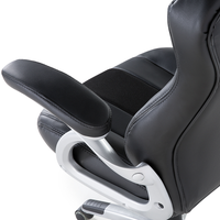 Sedia da ufficio ergonomica in ecopelle nera con schienale regolabile in altezza Gaming