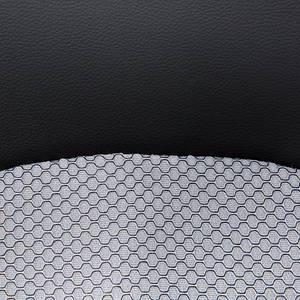 Sedia da ufficio in rete robusta nera con ecopelle di colore grigio regolabile