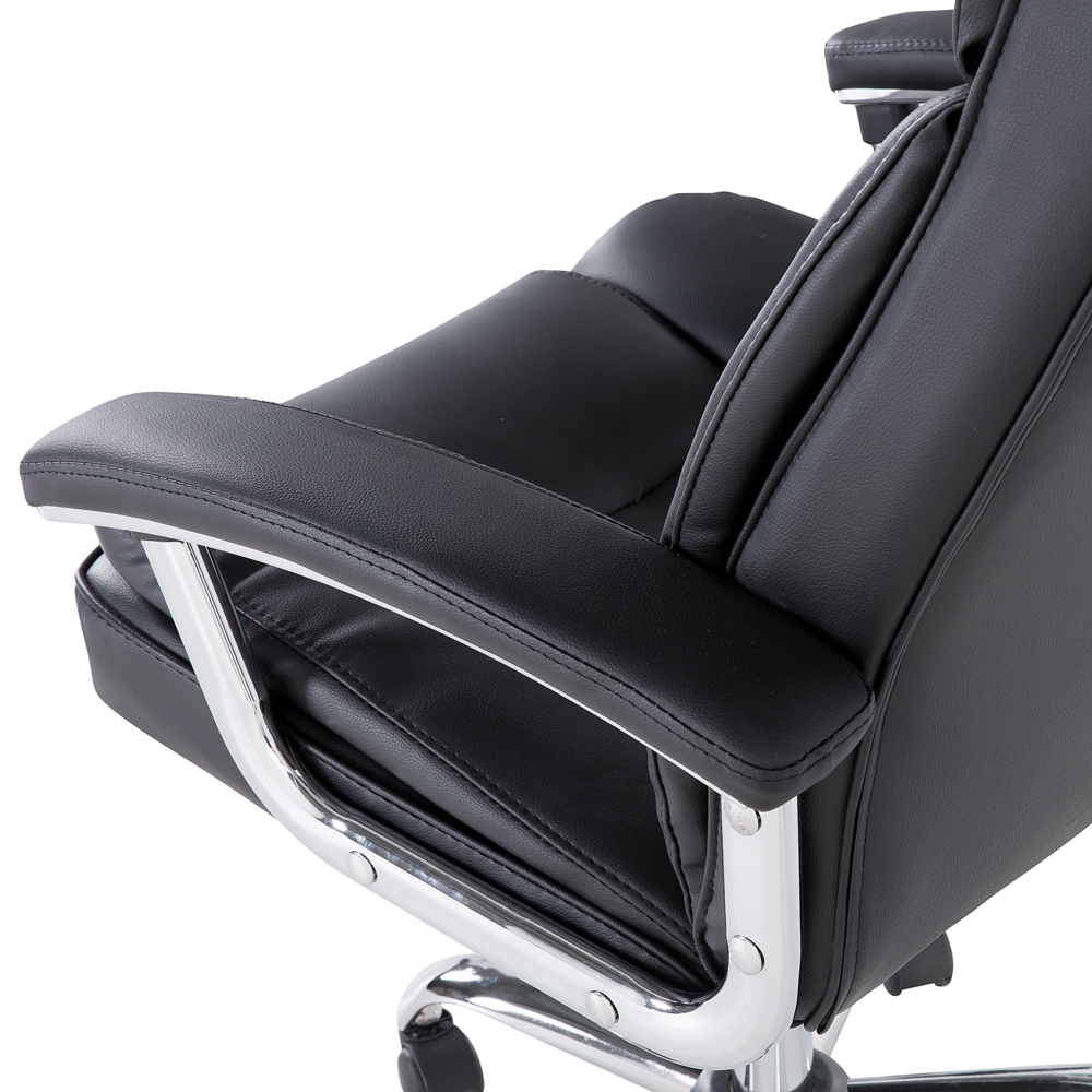 Sedia dirigenziale da ufficio in ecopelle nera con ruote girevoli regolabili in altezza del sedile