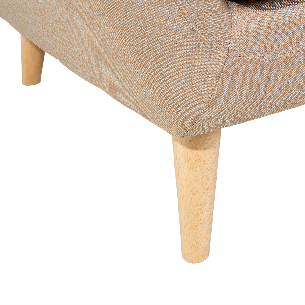 Divano a 3 posti beige imbottito con schienale capitonnè gambe in legno chiaro spesso imbottito soggiorno minimalista scandinavo