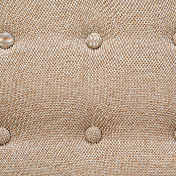 Divano a 3 posti beige imbottito con schienale capitonnè gambe in legno chiaro spesso imbottito soggiorno minimalista scandinavo