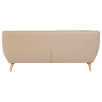 Divano a 3 posti beige imbottito con schienale capitonnè gambe in legno chiaro spesso imbottito soggiorno minimalista scandinavo