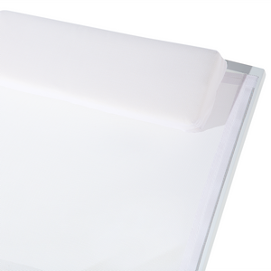 Lettino da esterno da giardino Sedile in tessuto bianco Struttura in alluminio Cuscino poggiatesta Schienale reclinabile regolabile