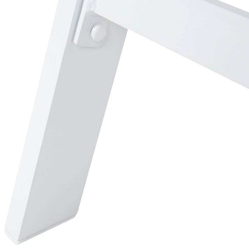 Lettino da esterno da giardino Sedile in tessuto bianco Struttura in alluminio Cuscino poggiatesta Schienale reclinabile regolabile