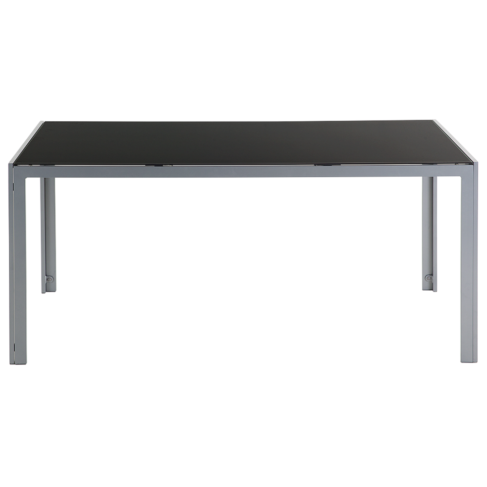 Tavolo da pranzo da giardino Piano in vetro temperato Nero Struttura in alluminio grigio 160 x 90 cm