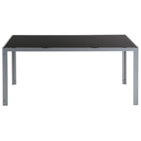 Tavolo da pranzo da giardino Piano in vetro temperato Nero Struttura in alluminio grigio 160 x 90 cm